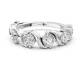 White gold Round Diamond Half Eternity Band with Wave Prong Setting
