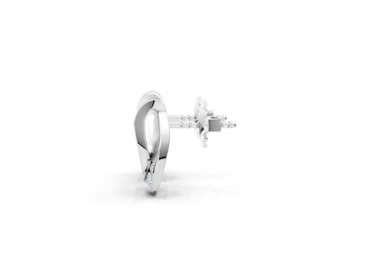 White gold Round Diamond Pavé Knot Stud Earrings