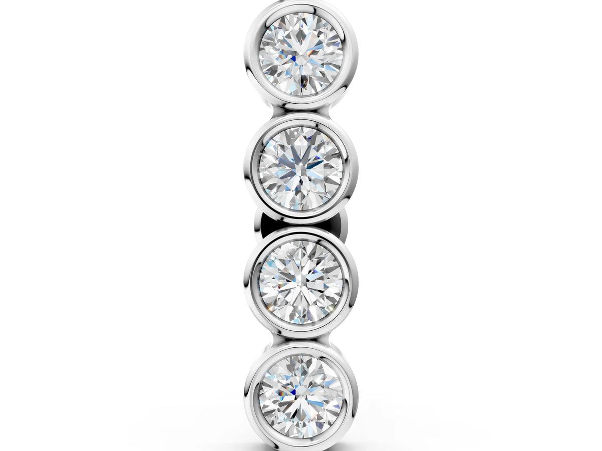 Platinum Round Diamond Row Flatback Earring