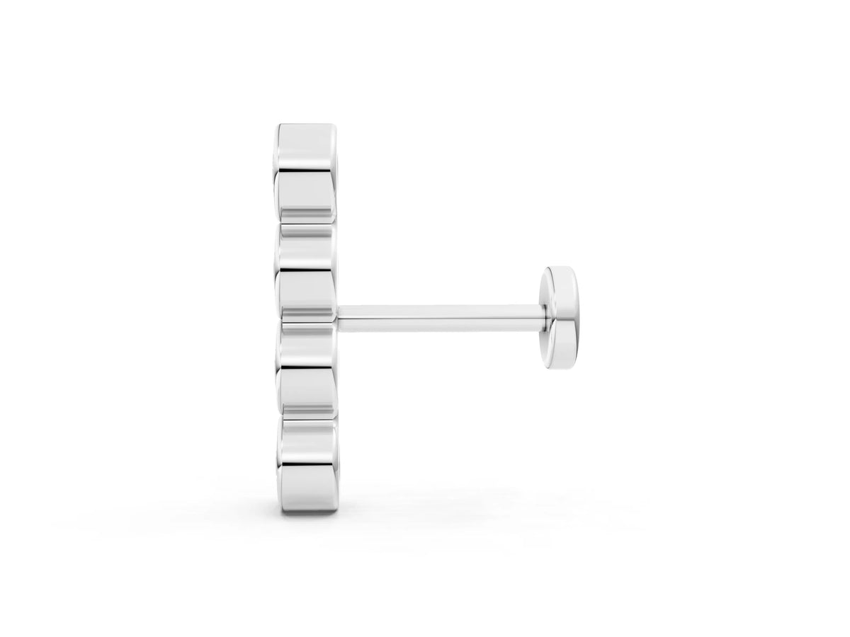 Platinum Round Diamond Row Flatback Earring
