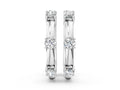 Silver Round Diamond Station Huggie Hoop Earrings