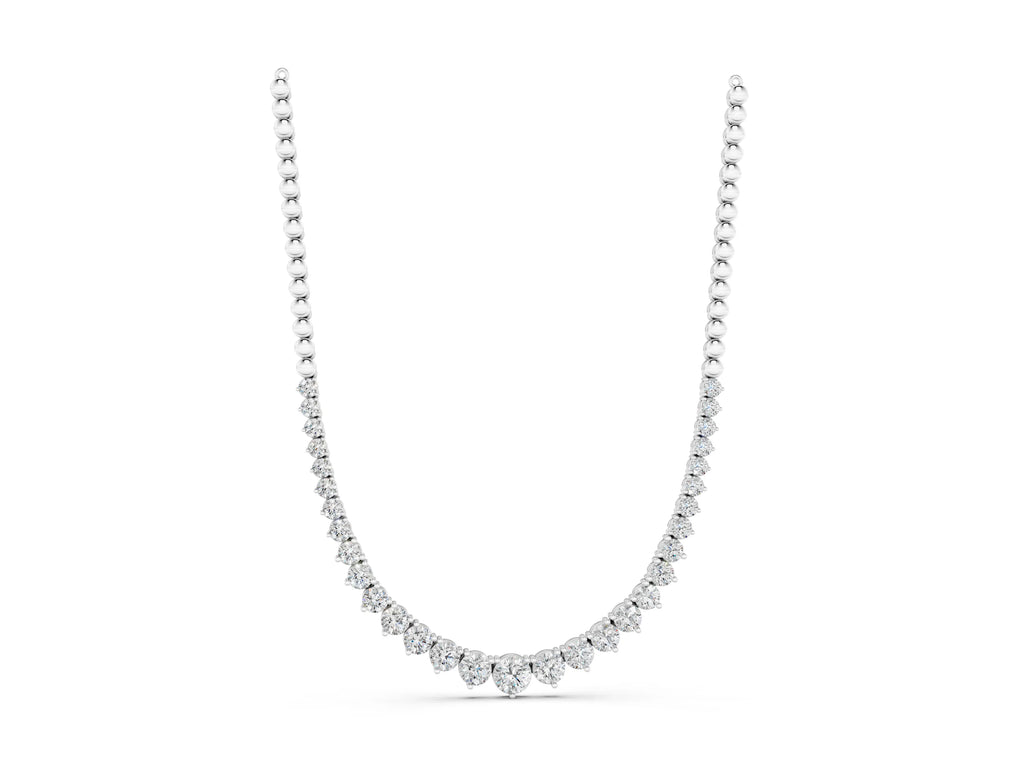 White gold Round Diamond Tennis Necklace with Graduated Prong Setting