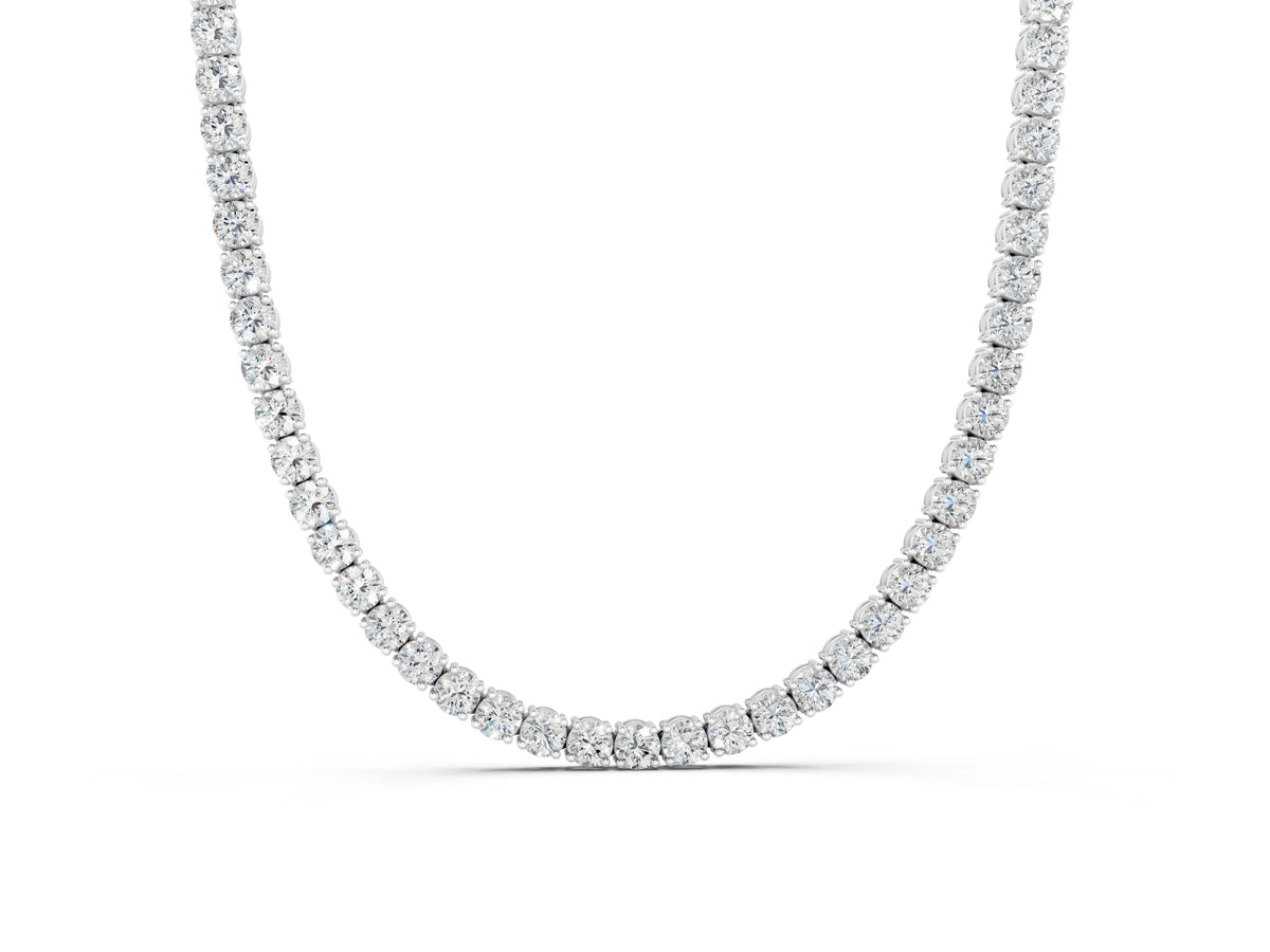 Platinum Round Diamond Tennis Necklace