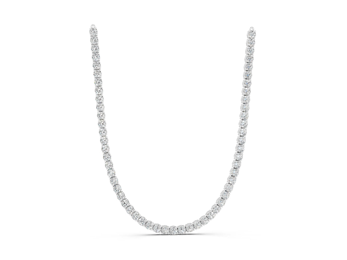 Platinum Round Diamond Tennis Necklace