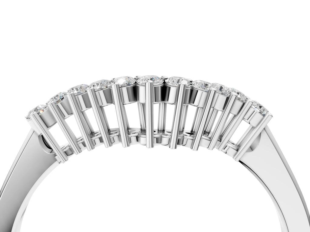 White gold Round Diamond V-Shaped White Gold Band with Prong Setting