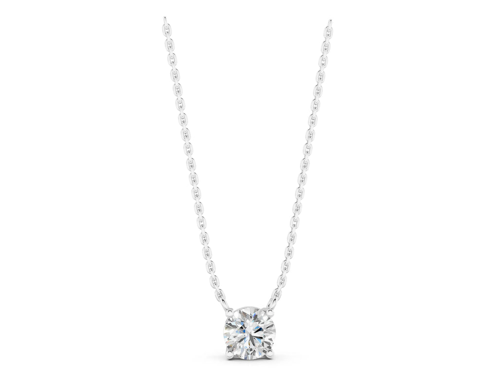Silver Round Solitaire Pendant with Four-Prong Basket Setting