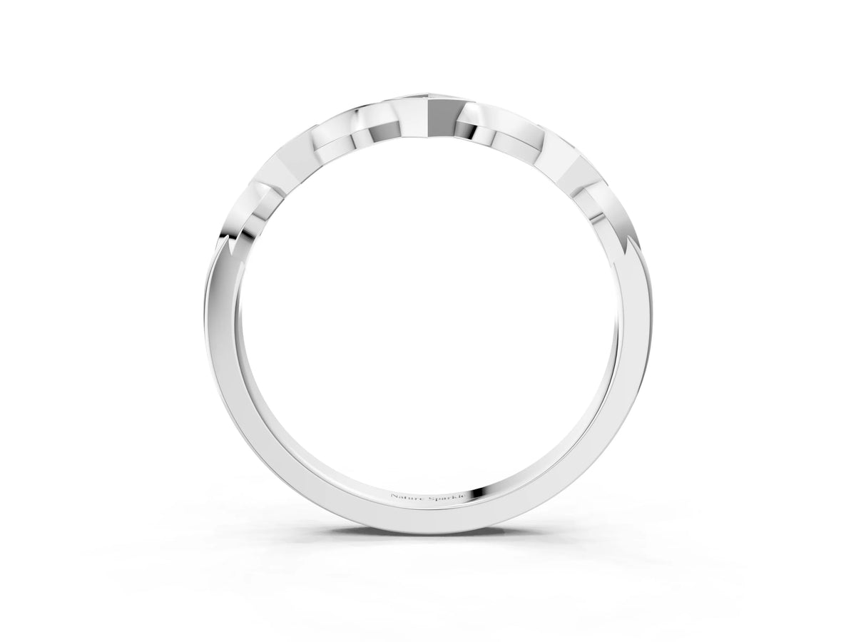 White gold Square Diamond Twist Band with Bezel Setting