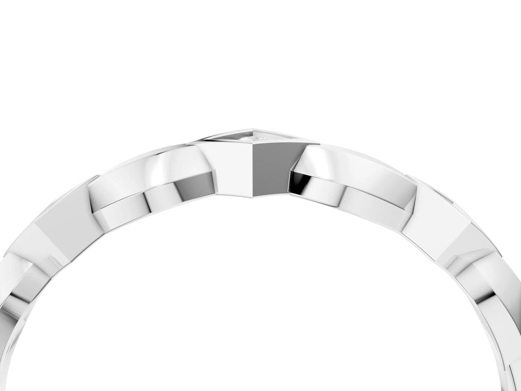 White gold Square Diamond Twist Band with Bezel Setting