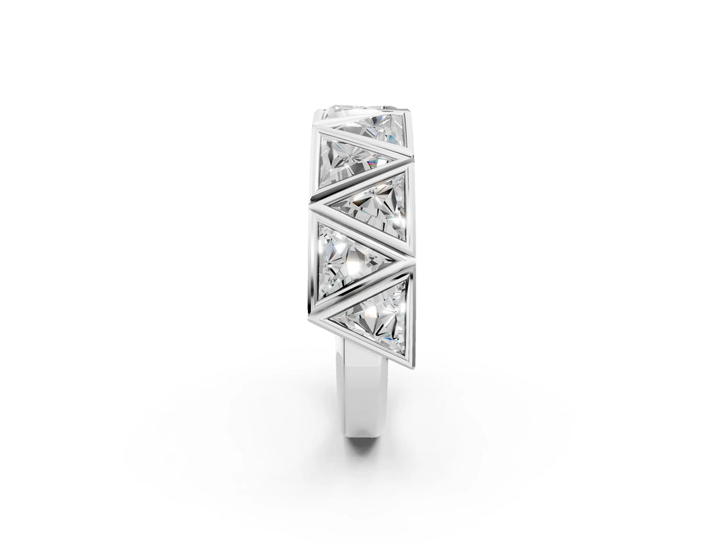 White gold Triangle Diamond Geometric Mens Band