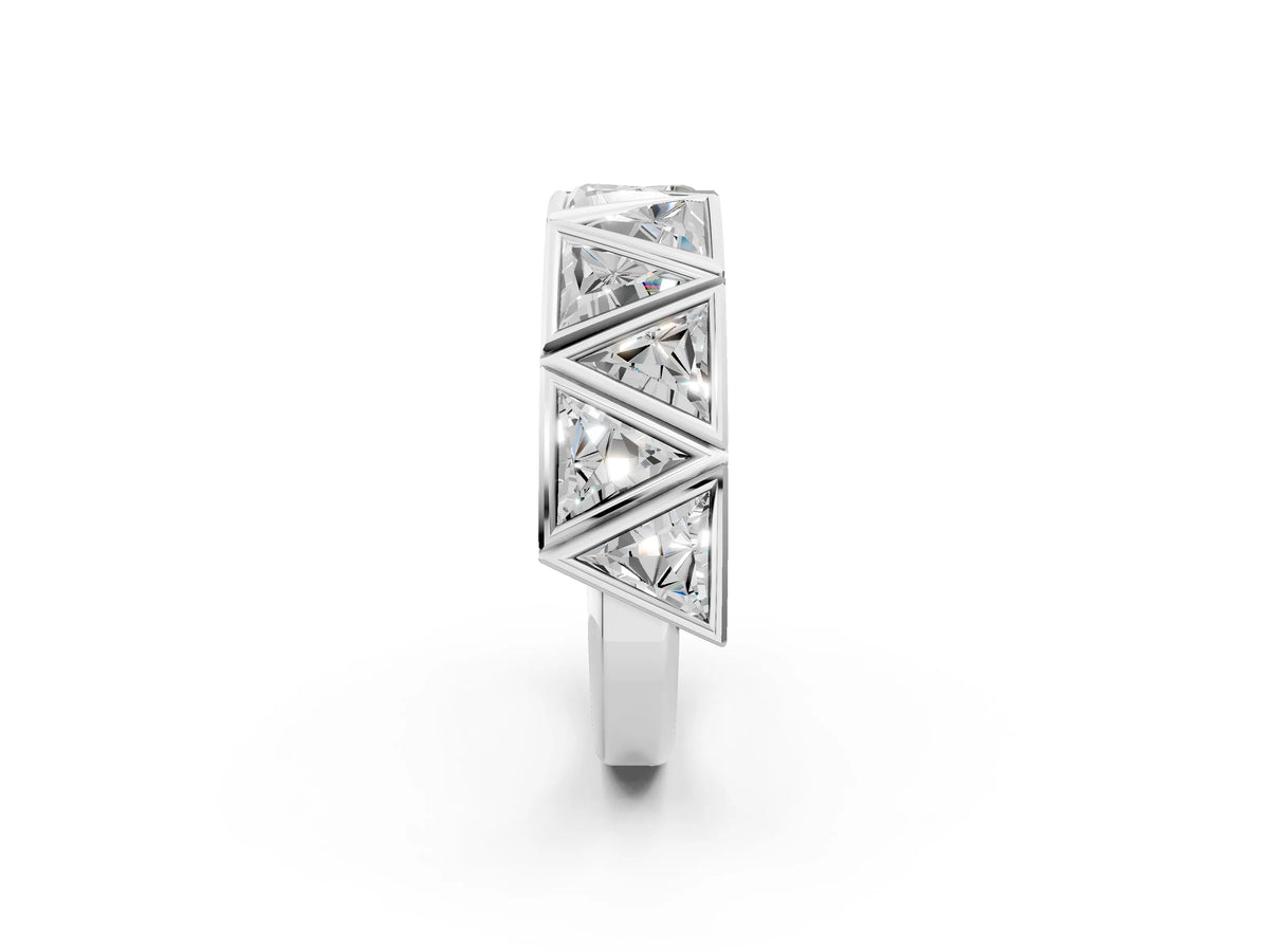 White gold Triangle Diamond Geometric Mens Band