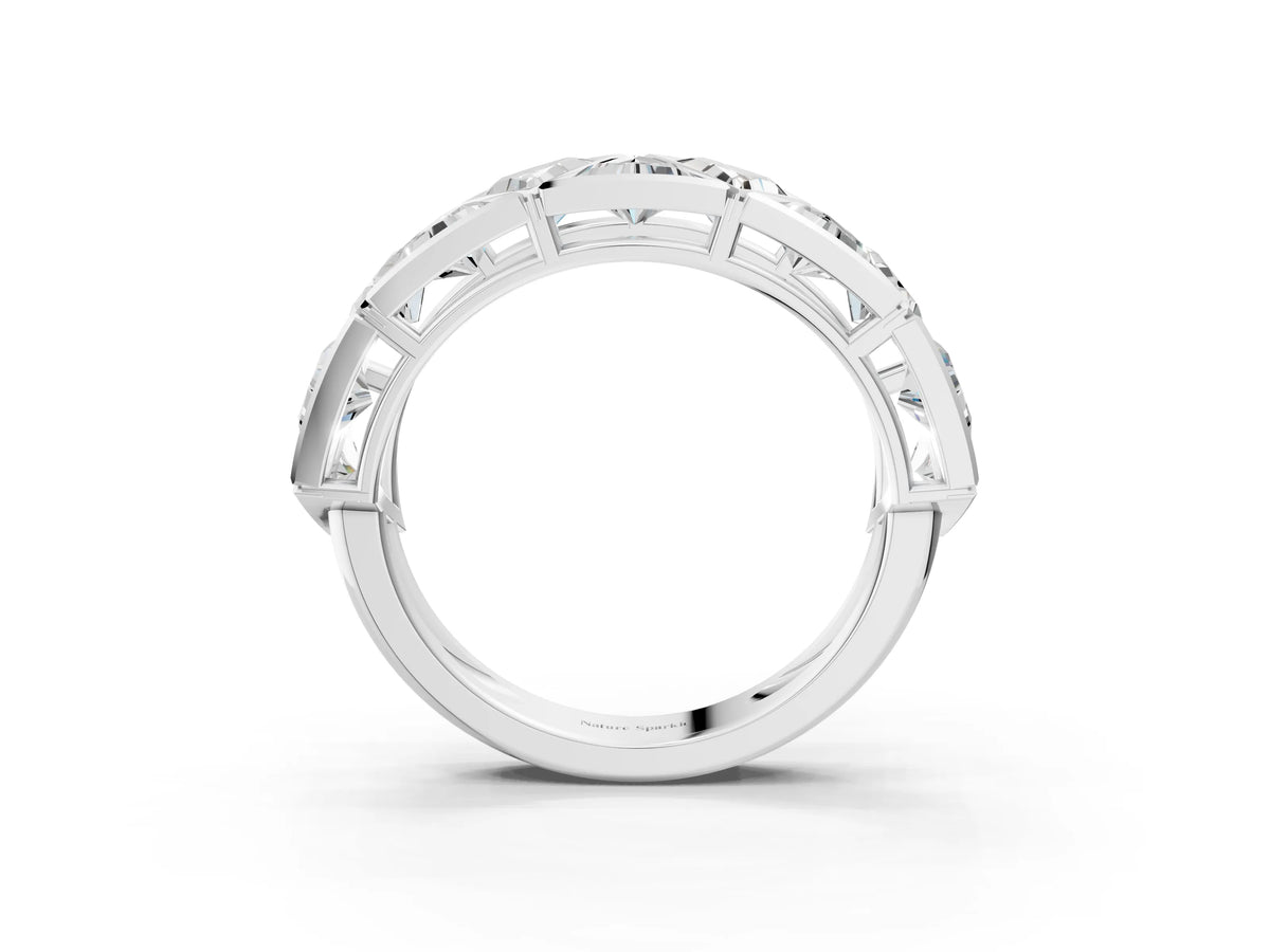 White gold Triangle Diamond Geometric Mens Band