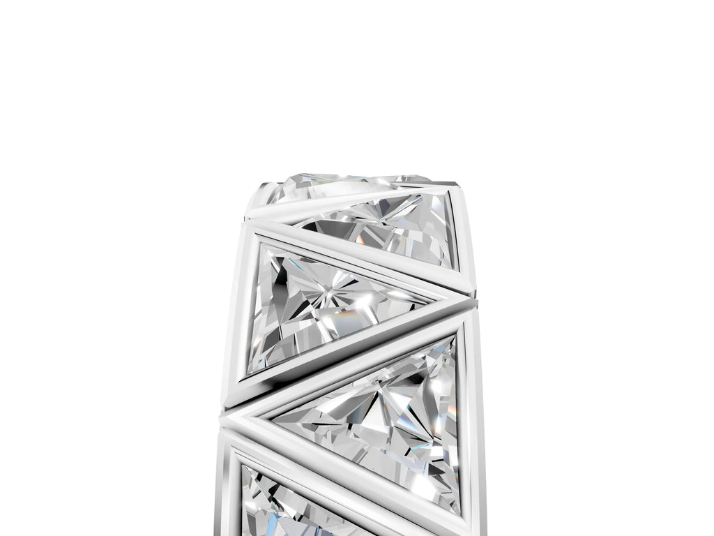 White gold Triangle Diamond Geometric Mens Band
