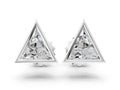 White gold Trillion Diamond Bezel-Set Solitaire Stud Earrings