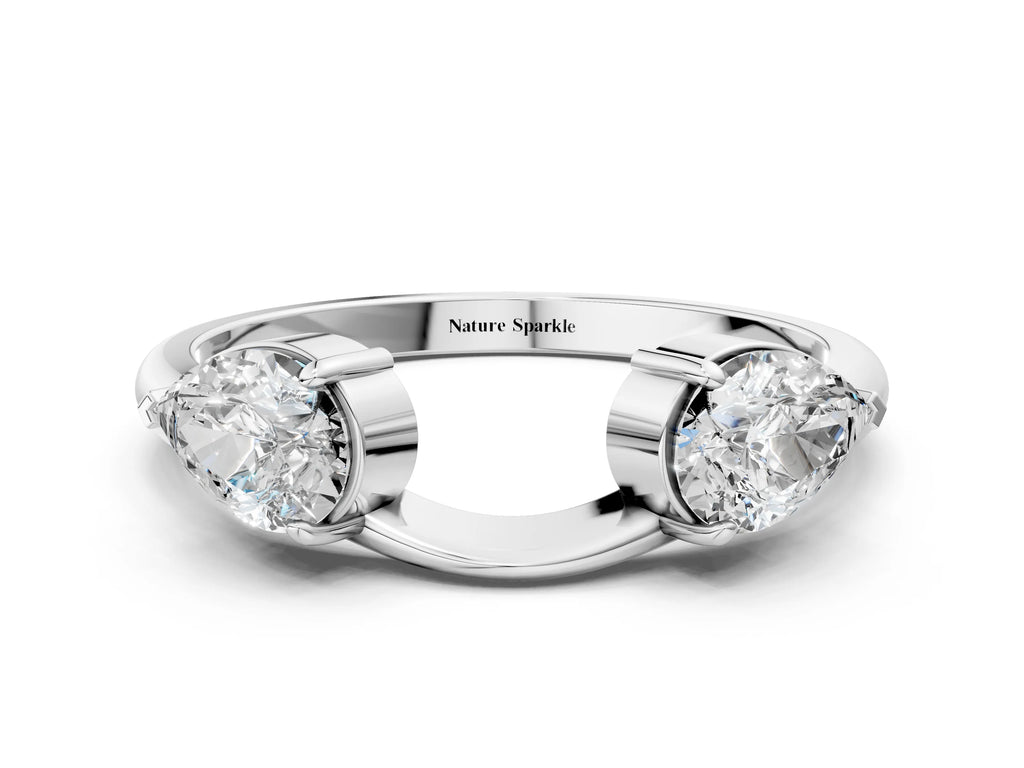 White gold Two-Stone Pear Diamond Bypass Ring with Prong Setting