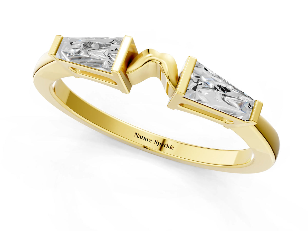 Yellow gold Baguette Diamond Open Band with Bar Prong Setting