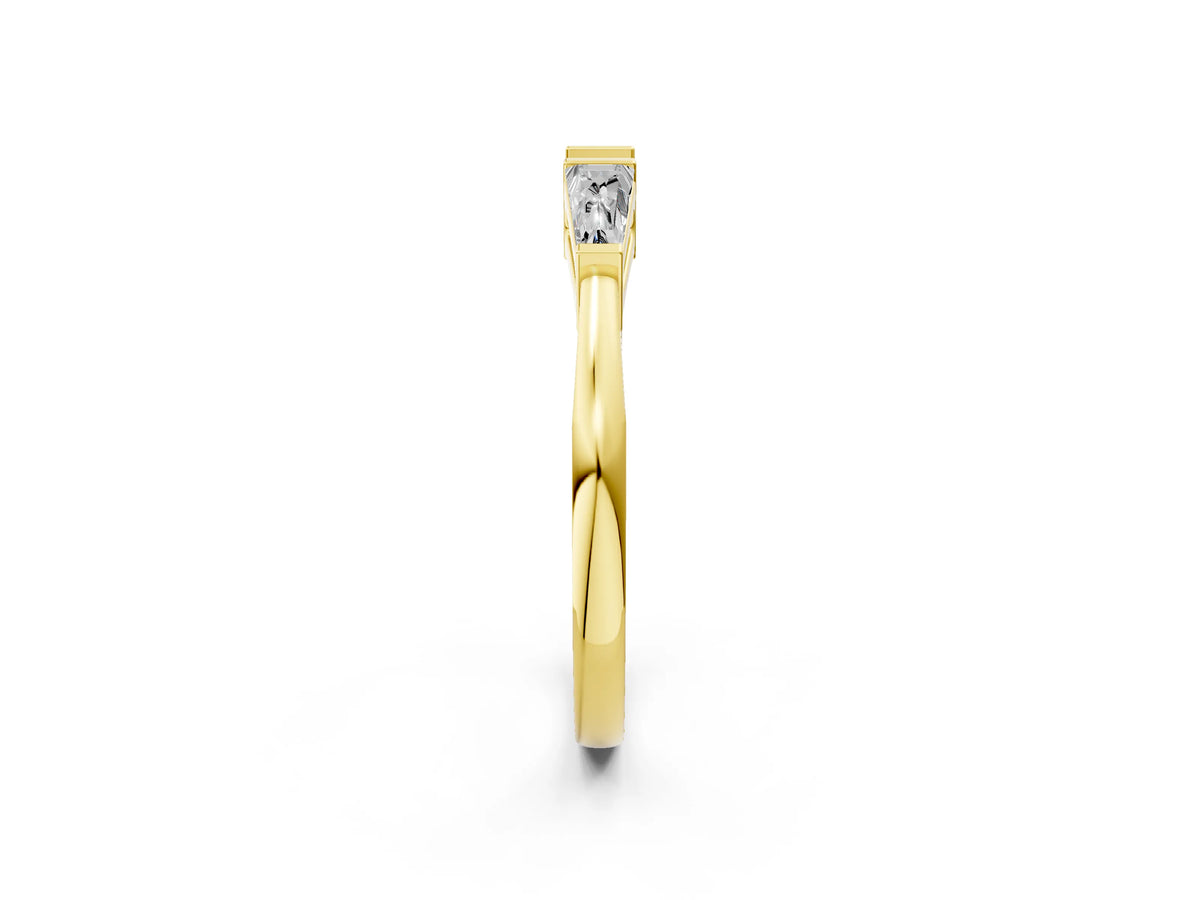 Yellow gold Baguette Diamond Open Band with Bar Prong Setting