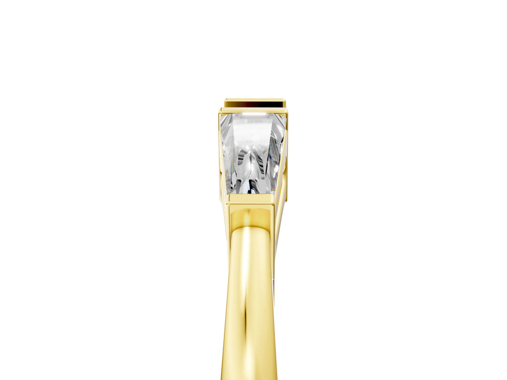 Yellow gold Baguette Diamond Open Band with Bar Prong Setting
