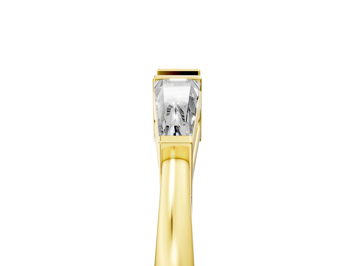 Yellow gold Baguette Diamond Open Band with Bar Prong Setting