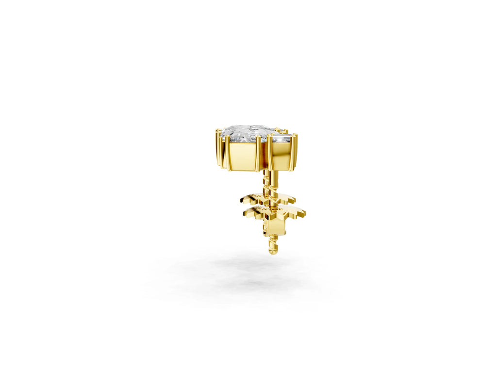 Yellow gold Baguette and Princess Diamond Mosaic Abstract Stud Earrings