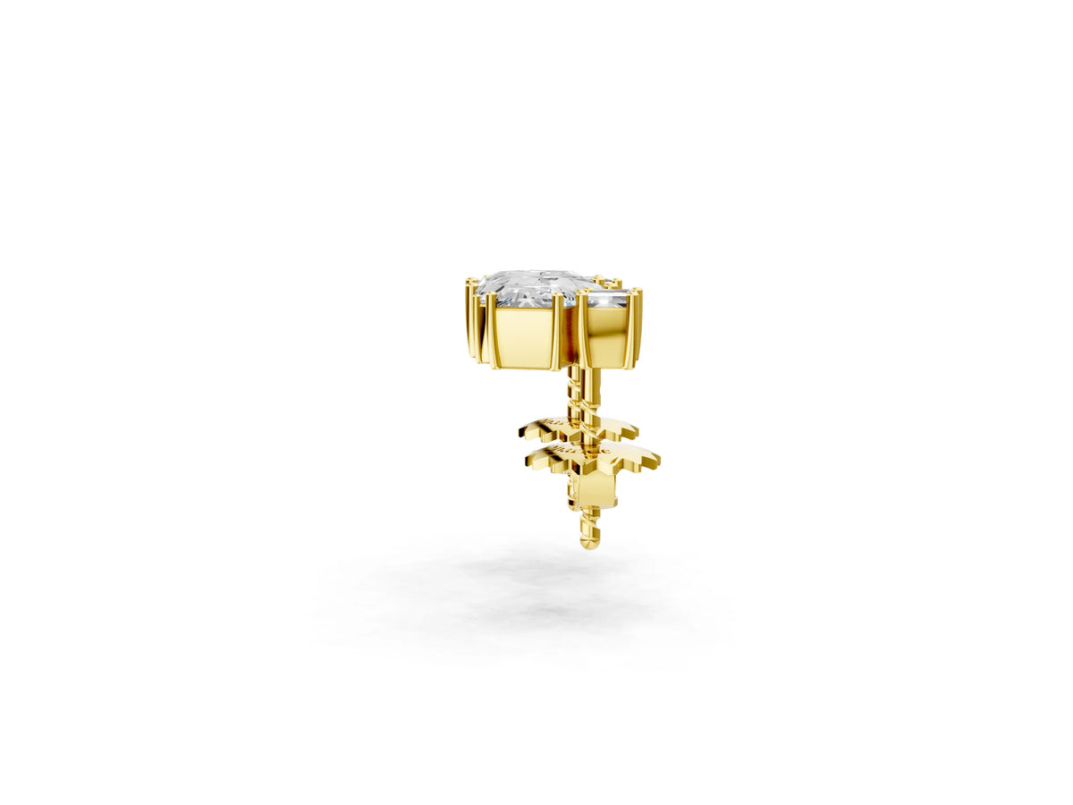 Yellow gold Baguette and Princess Diamond Mosaic Abstract Stud Earrings