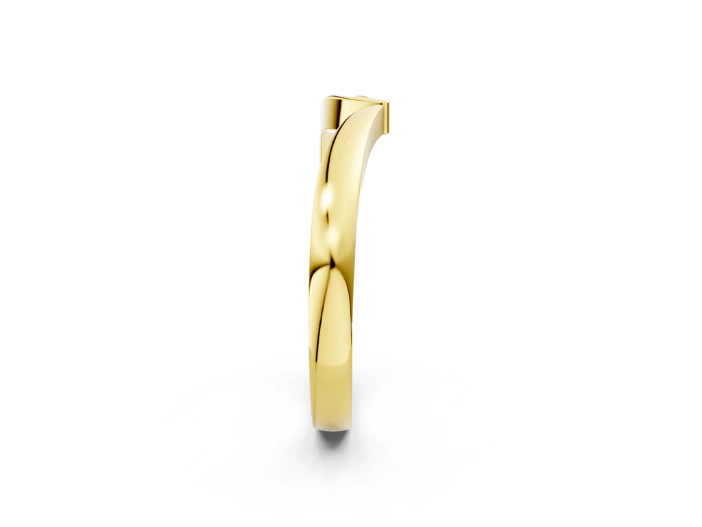 Yellow gold Channel Set Round Diamond Contour Band