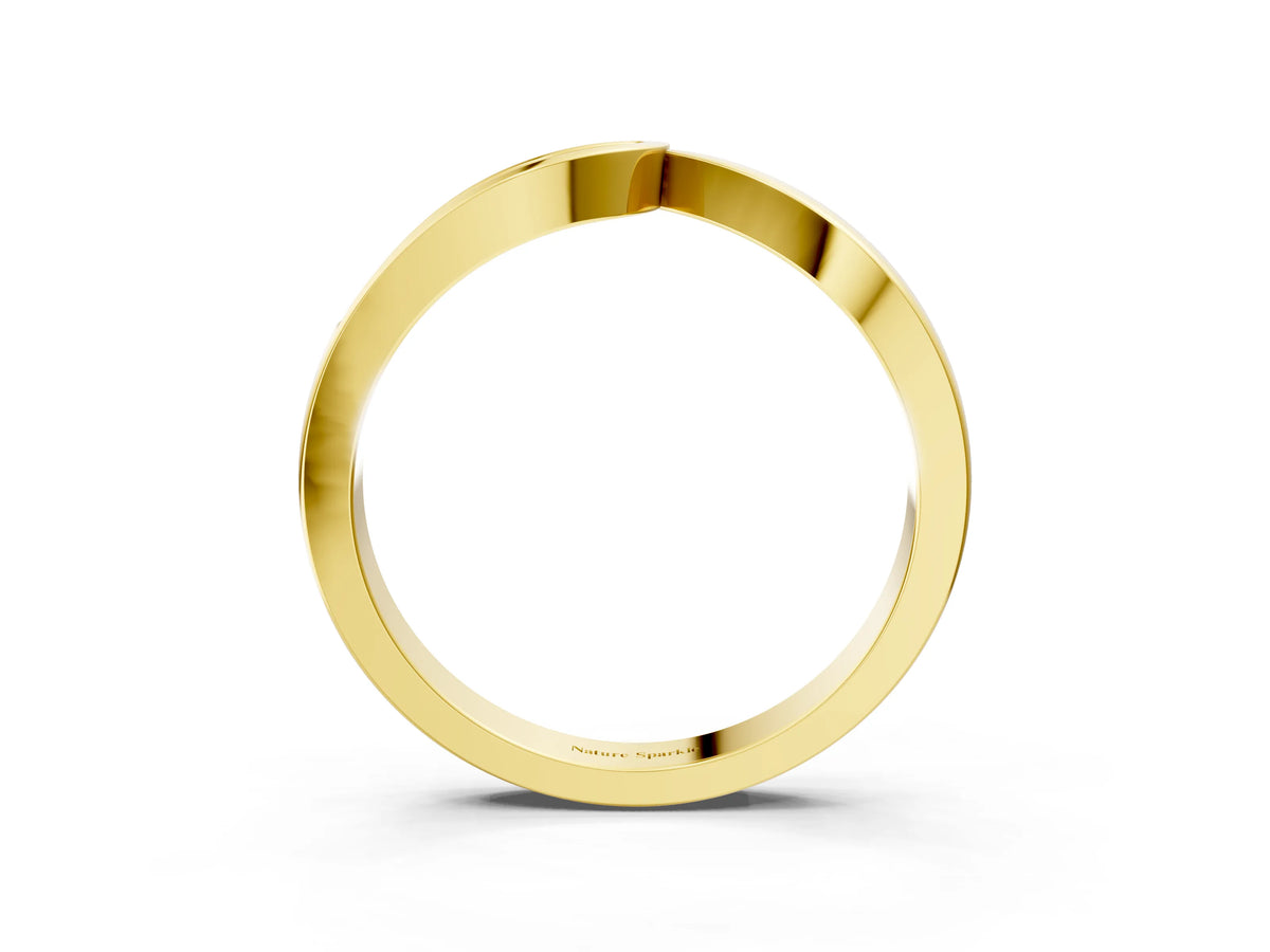 Yellow gold Channel Set Round Diamond Contour Band