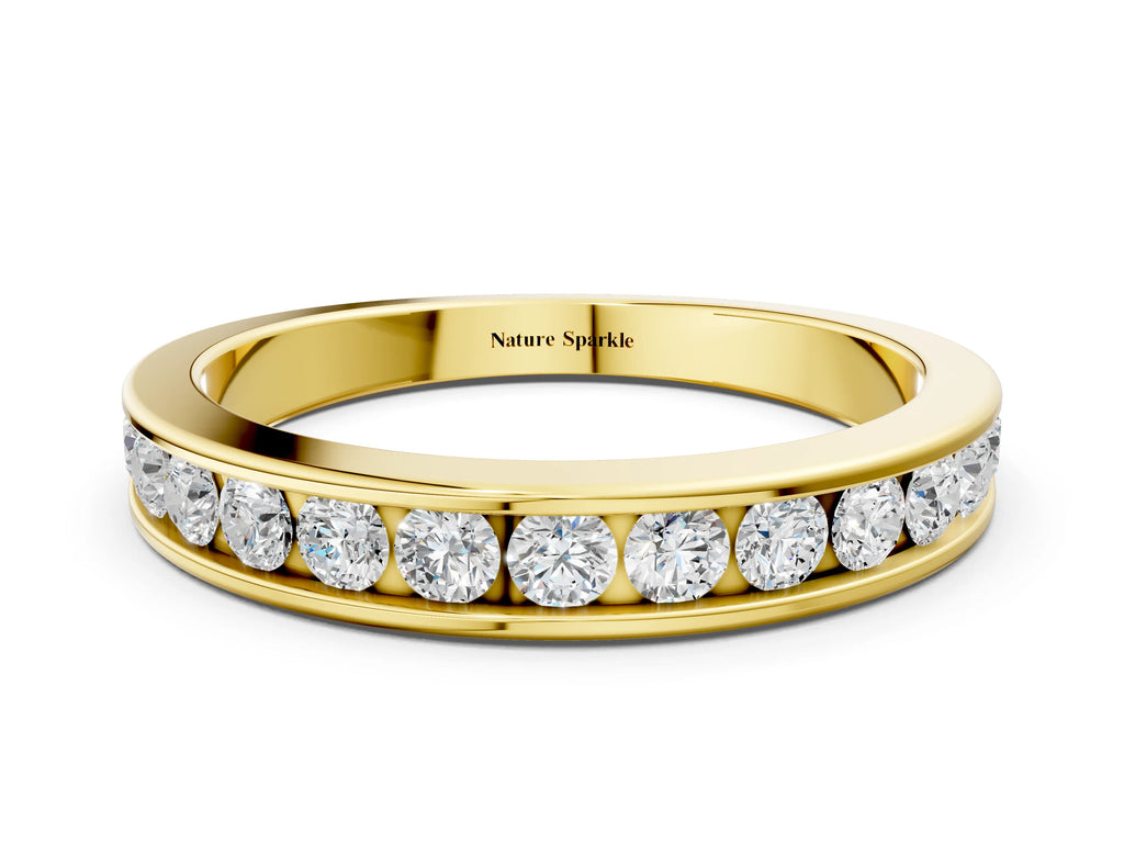 Yellow gold Channel Set Round Diamond Eternity Band