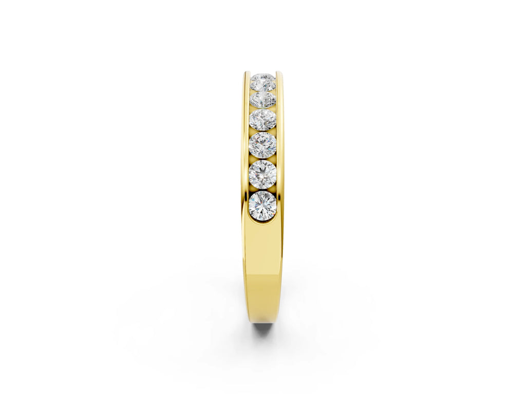 Yellow gold Channel Set Round Diamond Eternity Band