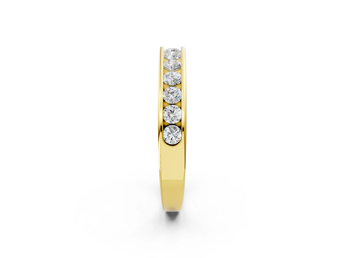 Yellow gold Channel Set Round Diamond Eternity Band