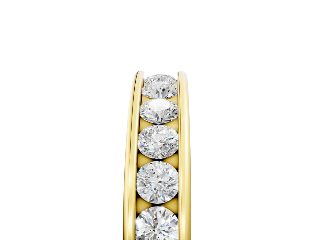 Yellow gold Channel Set Round Diamond Eternity Band