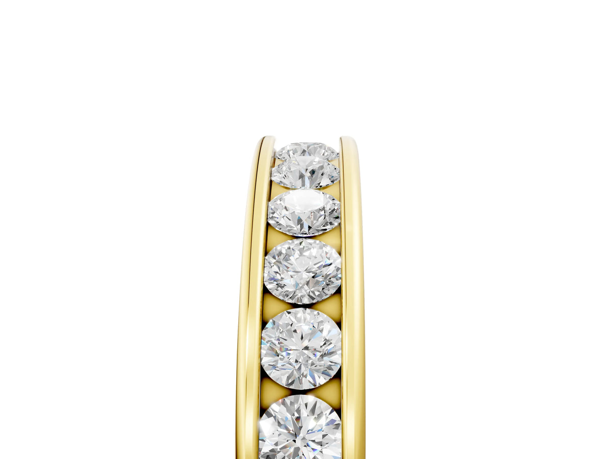 Yellow gold Channel Set Round Diamond Eternity Band