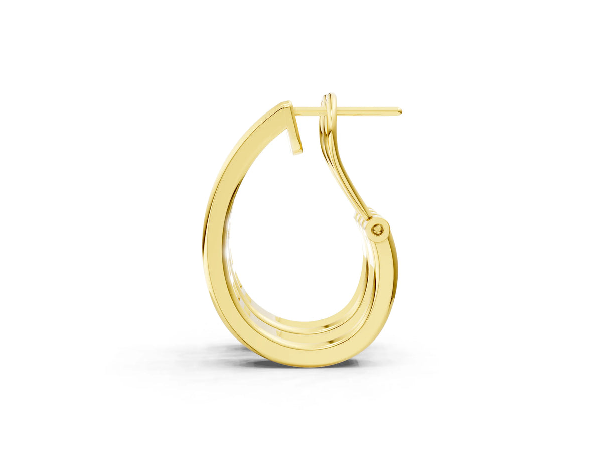 Yellow gold Channel-Set Round Diamond Hoop Earrings in White Gold