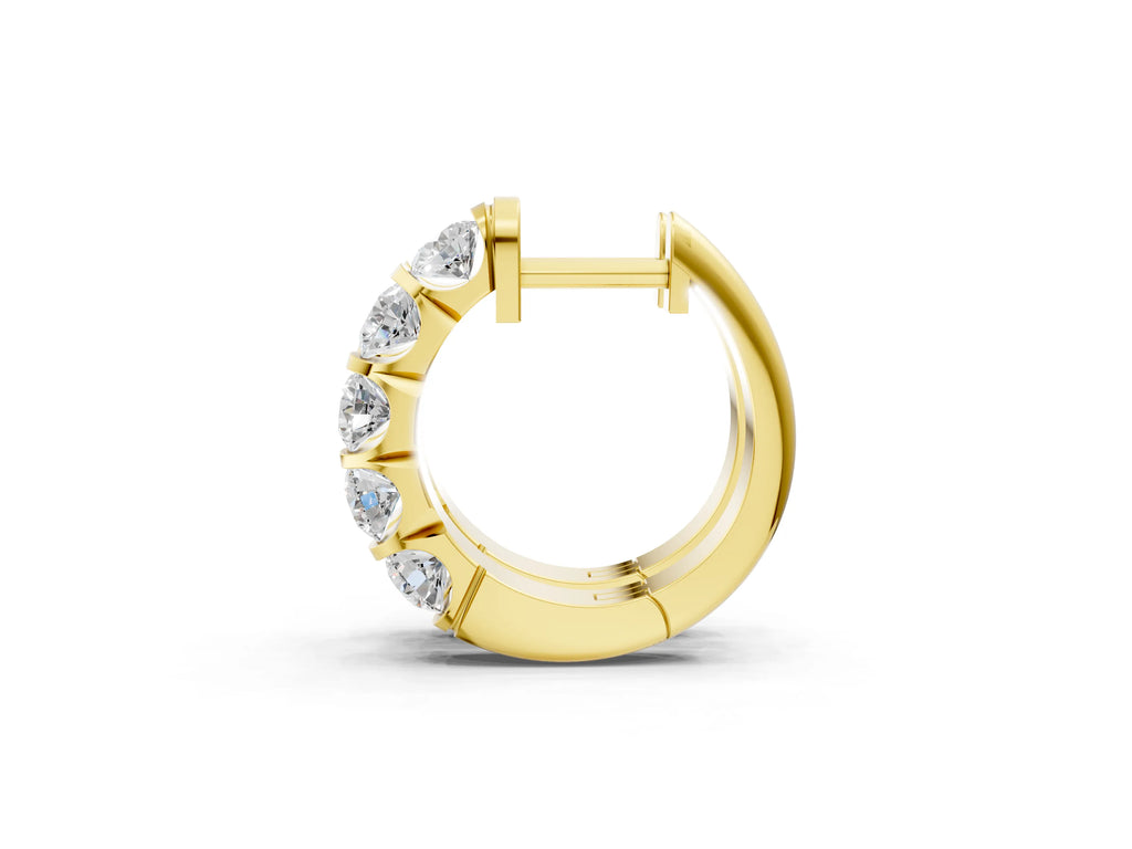 Yellow gold Channel-Set Round Diamond Hoop Earrings