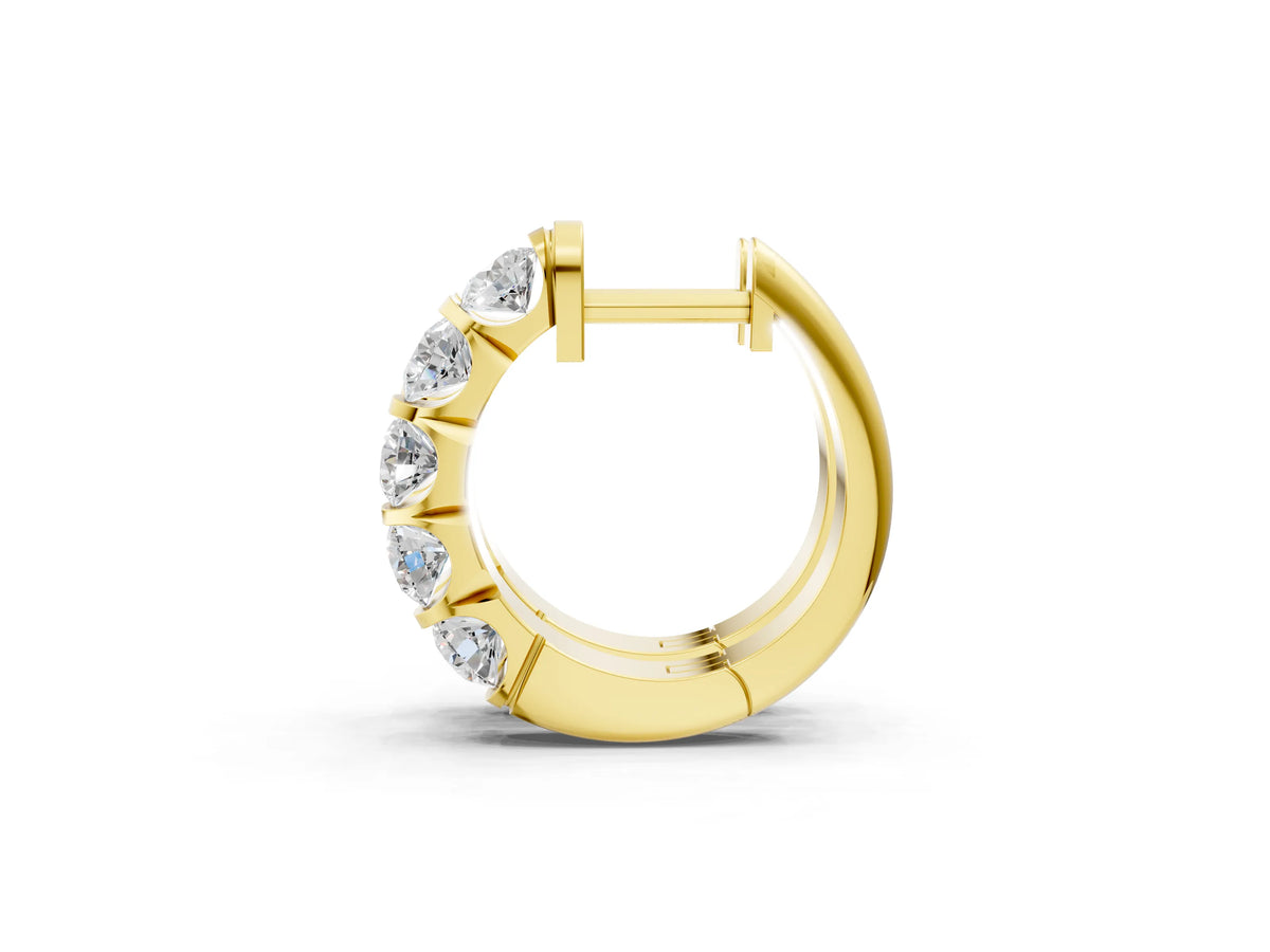Yellow gold Channel-Set Round Diamond Hoop Earrings