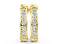 Yellow gold Channel-Set Round Diamond Two-Tone Hoop Earrings with Claw Prong Setting