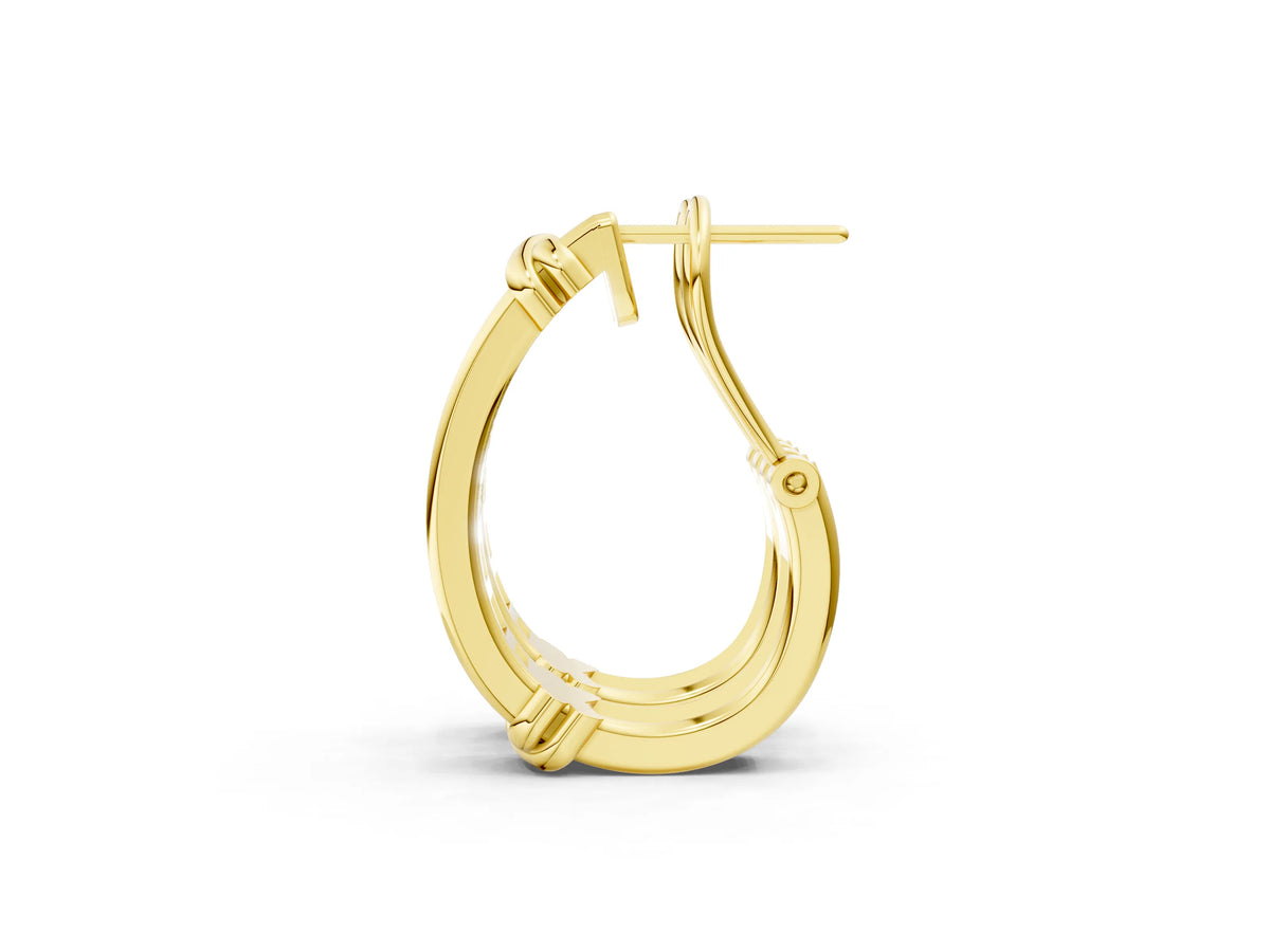 Yellow gold Channel-Set Round Diamond Two-Tone Hoop Earrings with Claw Prong Setting