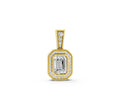 Yellow gold Emerald Cut Halo Diamond Pendant with Pavé Setting