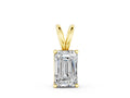 Yellow gold Emerald Cut Solitaire Pendant with Four-Prong Setting