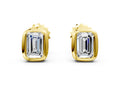 Yellow gold Emerald Diamond Bezel-Set Stud Earrings