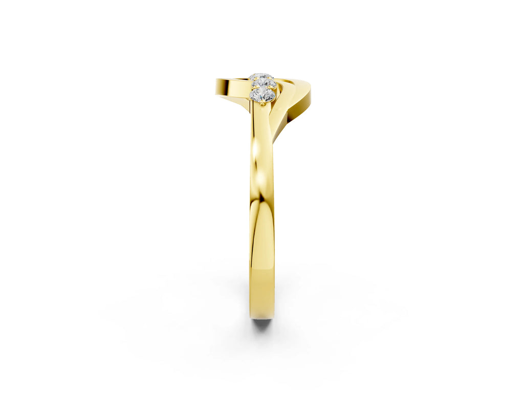Yellow gold Five-Stone Round Diamond Crossover Band with Prong Setting