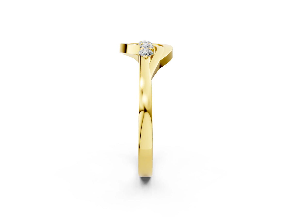 Yellow gold Five-Stone Round Diamond Crossover Band with Prong Setting
