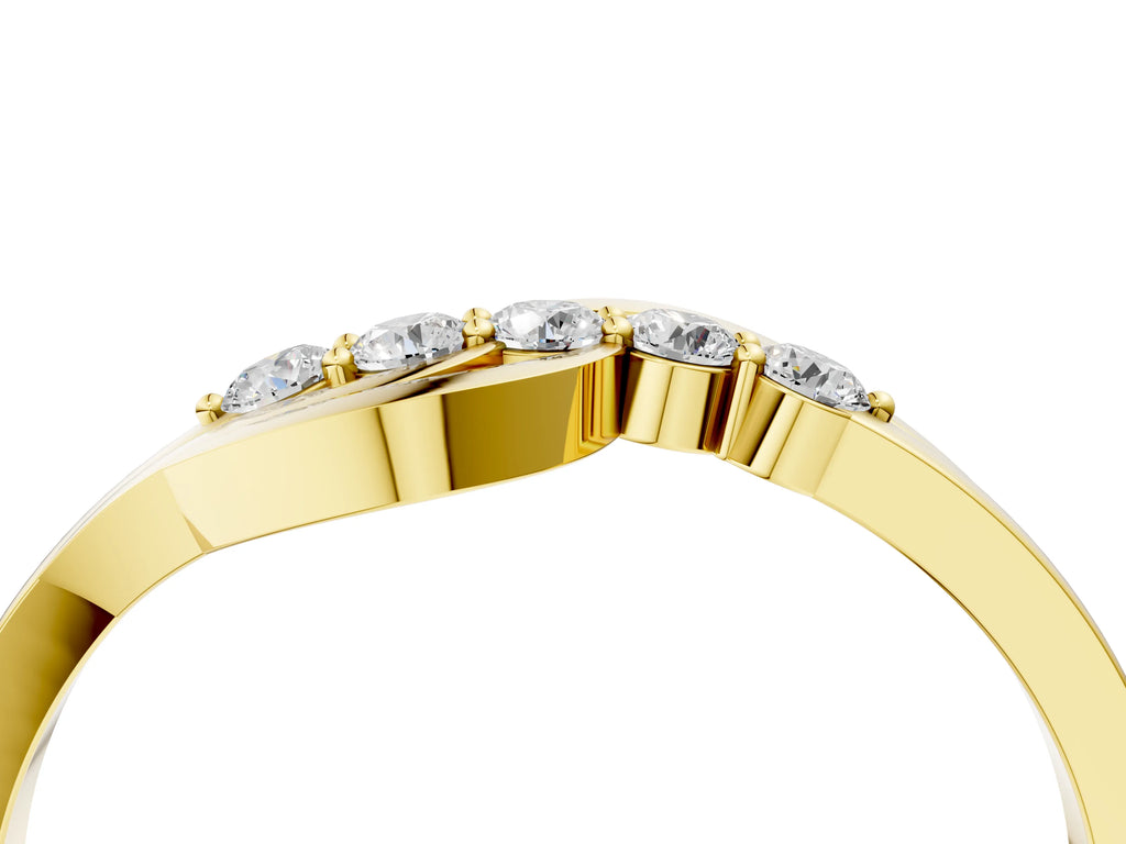 Yellow gold Five-Stone Round Diamond Crossover Band with Prong Setting