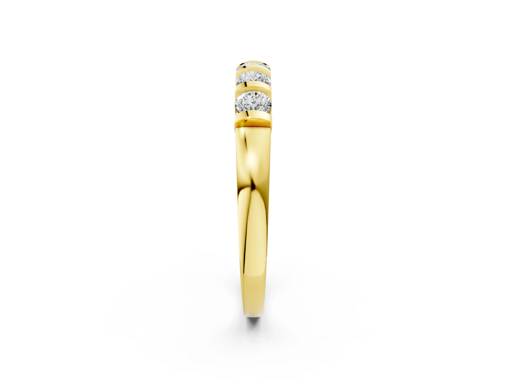 Yellow gold Five-Stone Round Diamond Half-Eternity Bar-Set Ring