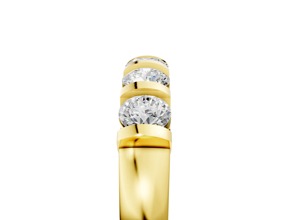 Yellow gold Five-Stone Round Diamond Half-Eternity Bar-Set Ring