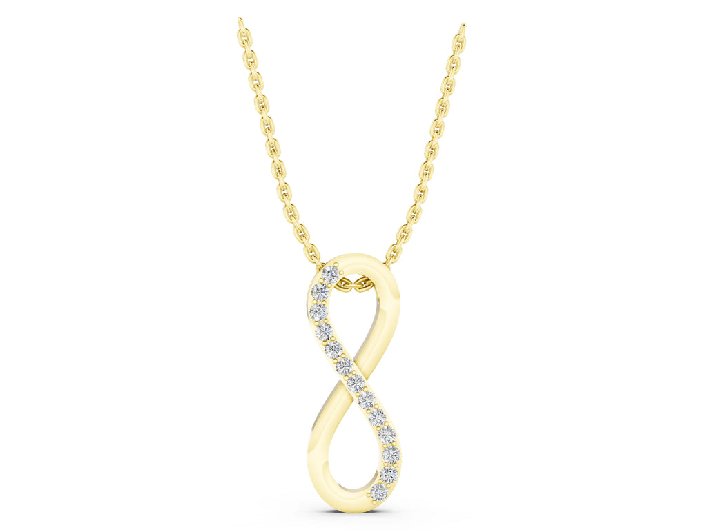 Yellow gold Infinity Pendant with Round Brilliant Diamonds in Pavé Setting