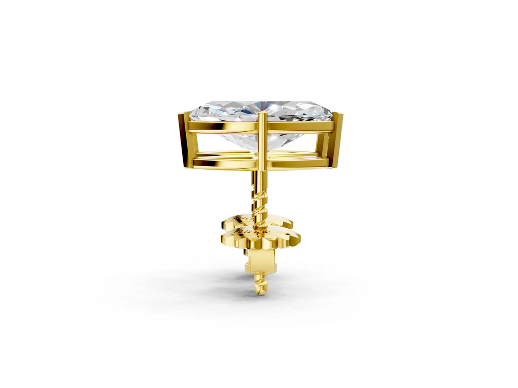 Yellow gold Marquise Cut Diamond Stud Earrings