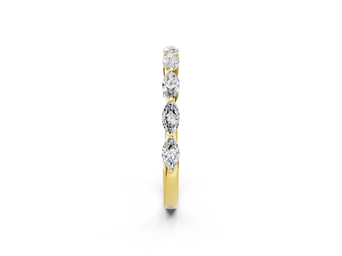 Yellow gold Marquise Diamond Half Eternity Band with Prong Setting