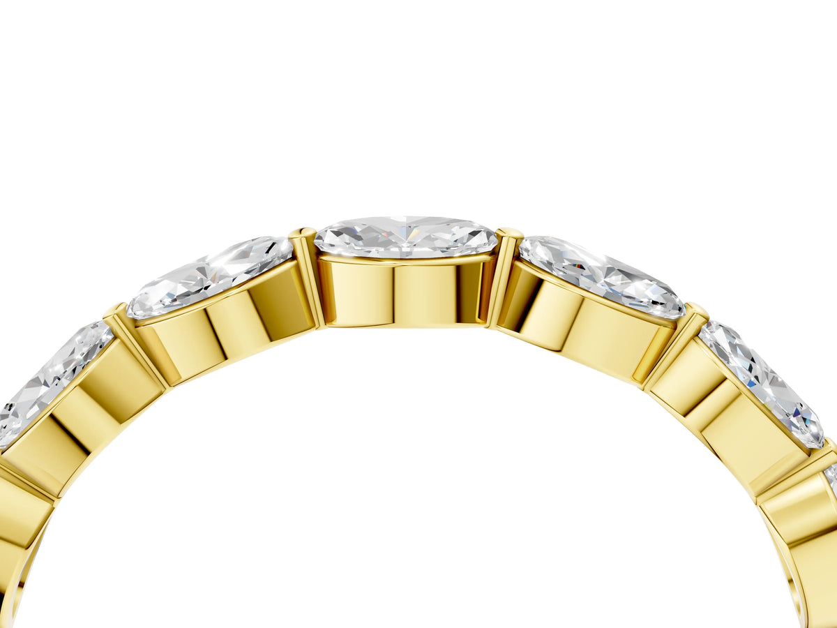 Yellow gold Marquise Diamond Half Eternity Band with Prong Setting