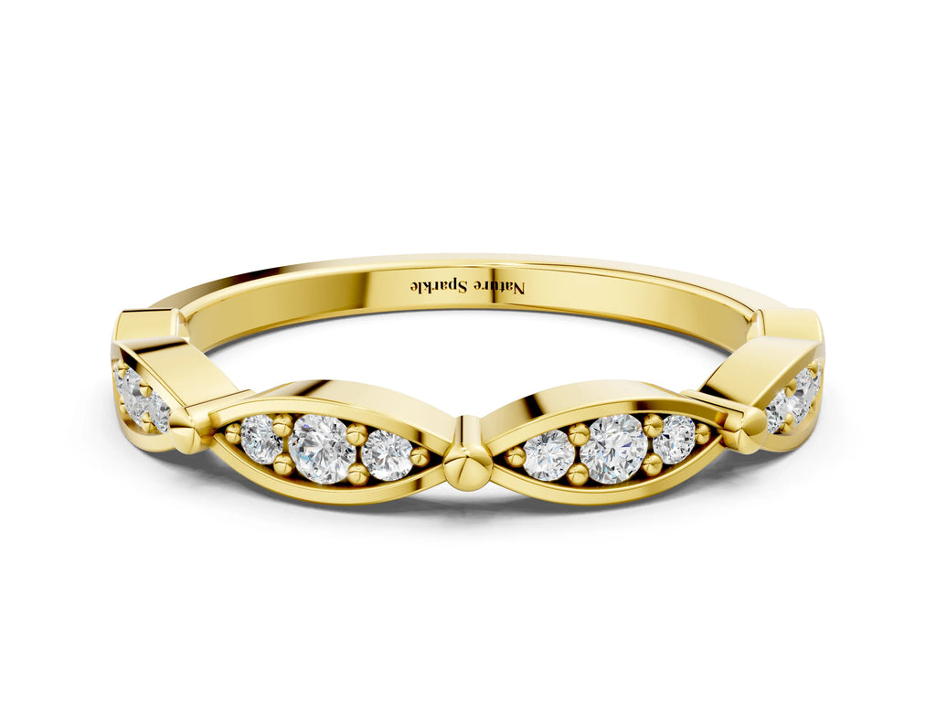 Yellow gold Marquise Diamond Pavé Eternity Band with Bezel Setting