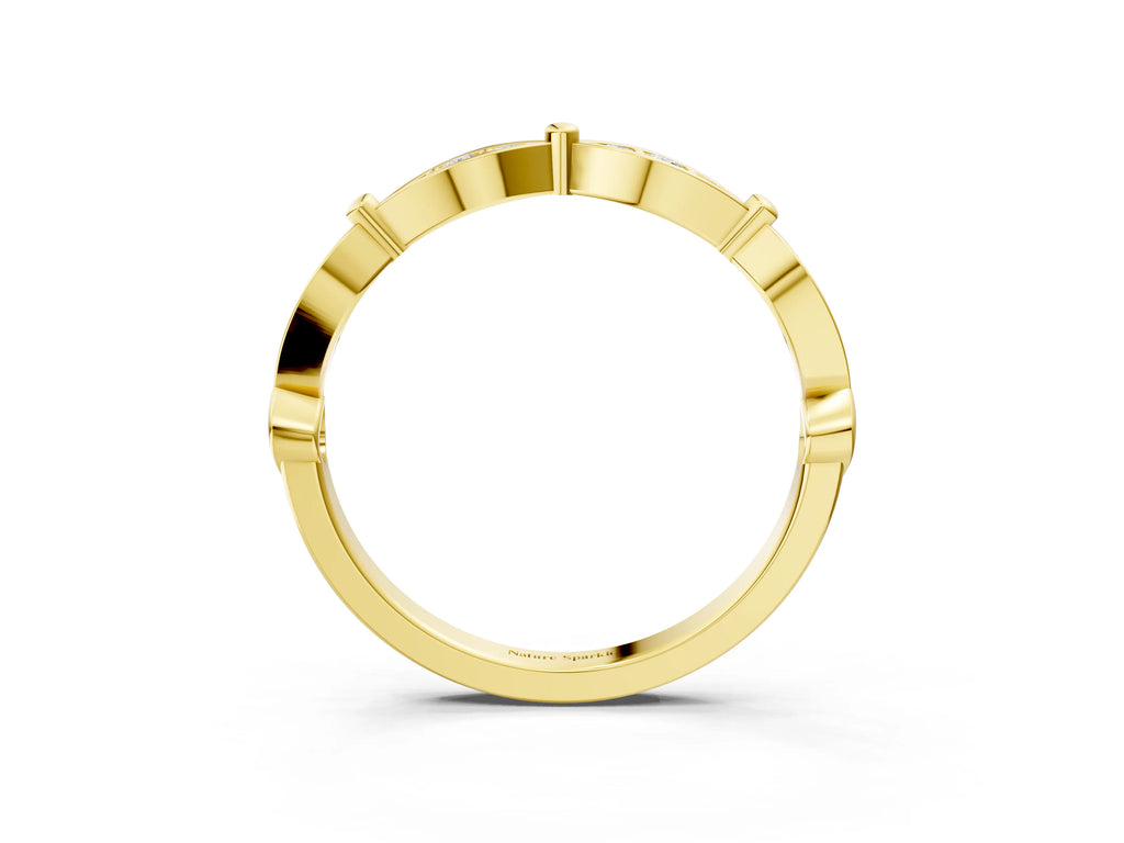 Yellow gold Marquise Diamond Pavé Eternity Band with Bezel Setting